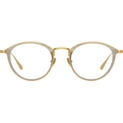 Linda Farrow - Luis Oval Optical Glasses in Yellow Gold White Gold - LFL1224C4OPT - Linda Farrow Eyewear - Avvenice