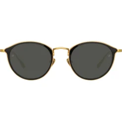 Linda Farrow - Luis Oval Sunglasses in Yellow Gold Black - LFL1224C5SUN - Linda Farrow Eyewear - Avvenice
