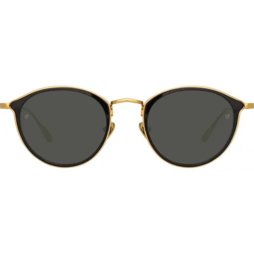 Linda Farrow - Luis Oval Sunglasses in Yellow Gold Black - LFL1224C5SUN - Linda Farrow Eyewear - Avvenice