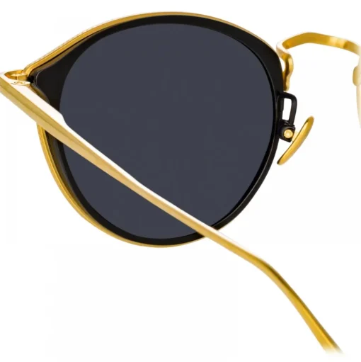 Linda Farrow - Luis Oval Sunglasses in Yellow Gold Black - LFL1224C5SUN - Linda Farrow Eyewear - Avvenice