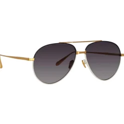Linda Farrow - Marcelo Aviator Sunglasses in Black Cream - LFL1421C3SUN - Linda Farrow Eyewear - Avvenice
