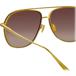 Linda Farrow - Matis Aviator Sunglasses in Yellow Gold - LFL1279C2SUN - Linda Farrow Eyewear - Avvenice