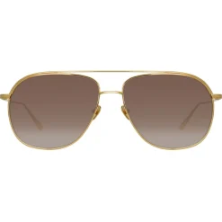 Linda Farrow - Matis Aviator Sunglasses in Yellow Gold - LFL1279C2SUN - Linda Farrow Eyewear - Avvenice
