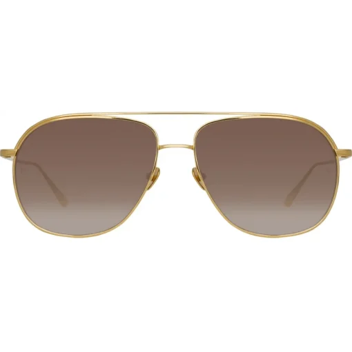 Linda Farrow - Matis Aviator Sunglasses in Yellow Gold - LFL1279C2SUN - Linda Farrow Eyewear - Avvenice