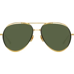 Linda Farrow - Matisse Aviator Sunglasses in Yellow Gold - LFL1207C1SUN - Linda Farrow Eyewear - Avvenice