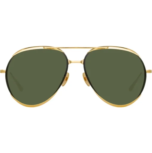 Linda Farrow - Matisse Aviator Sunglasses in Yellow Gold - LFL1207C1SUN - Linda Farrow Eyewear - Avvenice