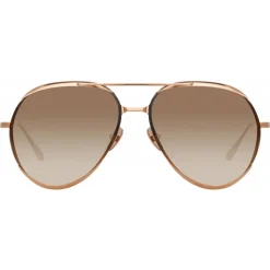 Linda Farrow - Matisse Aviator Sunglasses in Rose Gold - LFL1207C2SUN - Linda Farrow Eyewear - Avvenice
