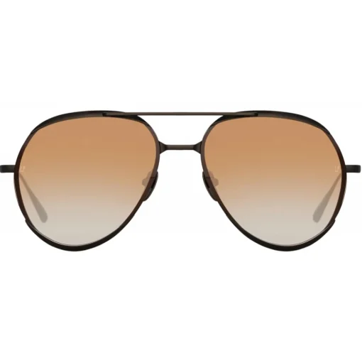 Linda Farrow - Matisse Aviator Sunglasses in Matt Nickel Camel (Men’s) - LFL1207C5SUN - Linda Farrow Eyewear - Avvenice