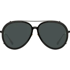 Linda Farrow - Maverick Aviator Sunglasses in Nickel (Men’s) - LFL1358C1SUN - Linda Farrow Eyewear - Avvenice
