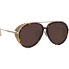 Linda Farrow - Maverick Aviator Sunglasses in Light Gold - LFL1358C2SUN - Linda Farrow Eyewear - Avvenice