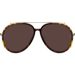 Linda Farrow - Maverick Aviator Sunglasses in Light Gold - LFL1358C2SUN - Linda Farrow Eyewear - Avvenice