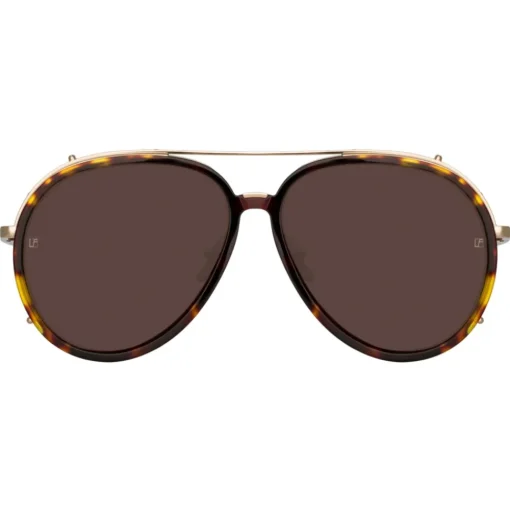 Linda Farrow - Maverick Aviator Sunglasses in Light Gold - LFL1358C2SUN - Linda Farrow Eyewear - Avvenice
