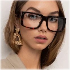 Linda Farrow - Morrison Rectangular Optical Glasses in Tortoiseshell - LFL1027C6OPT - Linda Farrow Eyewear - Avvenice