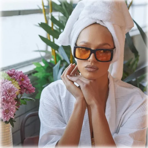 Linda Farrow - Morrison Rectangular Sunglasses in Black Orange - LFL1027C7SUN - Linda Farrow Eyewear - Avvenice