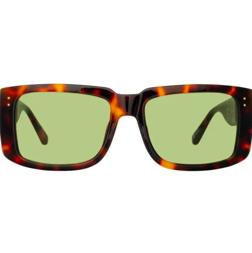 Linda Farrow - Morrison Rectangular Sunglasses in Tortoiseshell Green - LFL1027C8SUN - Linda Farrow Eyewear - Avvenice