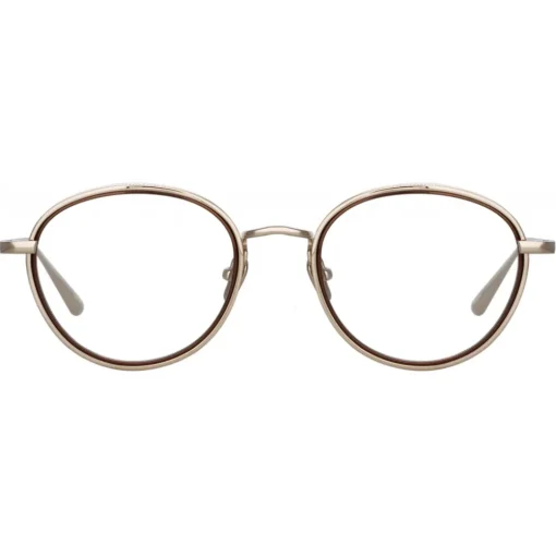 Linda Farrow - Moss Oval Optical Glasses in Light Gold - LFL1227C2OPT - Linda Farrow Eyewear - Avvenice