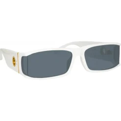 Linda Farrow - Mya Rectangular Sunglasses in White - LFL1274C3SUN - Linda Farrow Eyewear - Avvenice