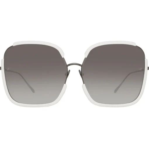 Linda Farrow - Natalia Oversized Sunglasses in White - LFL1210C4SUN - Linda Farrow Eyewear - Avvenice