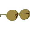 Linda Farrow - Paloma Hexagon Sunglasses in Sage - LFL1415C7SUN - Linda Farrow Eyewear - Avvenice