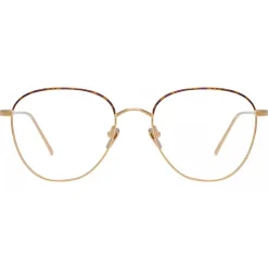 Linda Farrow - Raif Square Optical Glasses in Light Gold Tortoiseshell - LFL819C26OPT - Linda Farrow Eyewear - Avvenice