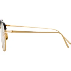 Linda Farrow - Raif Square Optical Glasses in Yellow Gold Black - LFL819C8OPT - Linda Farrow Eyewear - Avvenice