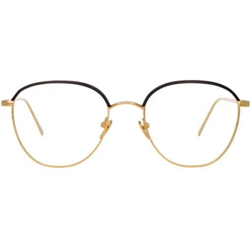 Linda Farrow - Raif Square Optical Glasses in Yellow Gold Black - LFL819C8OPT - Linda Farrow Eyewear - Avvenice