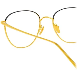 Linda Farrow - Raif Square Optical Glasses in Yellow Gold Black - LFL819C24OPT - Linda Farrow Eyewear - Avvenice