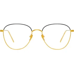 Linda Farrow - Raif Square Optical Glasses in Yellow Gold Black - LFL819C24OPT - Linda Farrow Eyewear - Avvenice