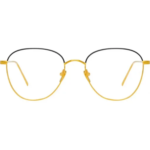 Linda Farrow - Raif Square Optical Glasses in Yellow Gold Black - LFL819C24OPT - Linda Farrow Eyewear - Avvenice