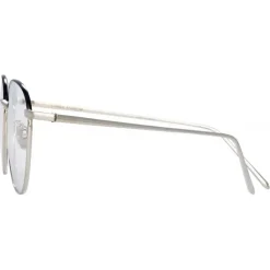 Linda Farrow - Raif Square Optical Glasses in White Gold - LFL819C25OPT - Linda Farrow Eyewear - Avvenice