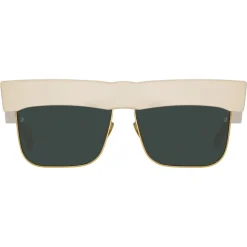 Linda Farrow - Rosalie Oversized Sunglasses in Cream - LFL1284C3SUN - Linda Farrow Eyewear - Avvenice
