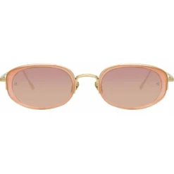 Linda Farrow - Rosie Oval Sunglasses in Nectarine - LFL1142C3SUN - Linda Farrow Eyewear - Avvenice