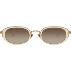 Linda Farrow - Rosie Oval Sunglasses in Cream - LFL1142C4SUN - Linda Farrow Eyewear - Avvenice