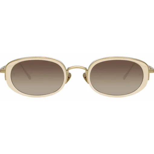 Linda Farrow - Rosie Oval Sunglasses in Cream - LFL1142C4SUN - Linda Farrow Eyewear - Avvenice