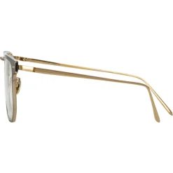 Linda Farrow - Saul D-Frame Optical Glasses in Brown Light Gold - LFL1113C3OPT - Linda Farrow Eyewear - Avvenice