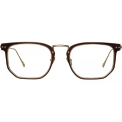Linda Farrow - Saul D-Frame Optical Glasses in Brown Light Gold - LFL1113C3OPT - Linda Farrow Eyewear - Avvenice