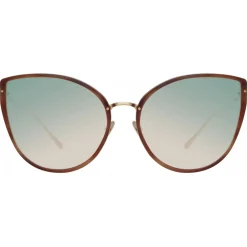 Linda Farrow - Silvie Cat Eye Sunglasses in Horn - LFL1244C4SUN - Linda Farrow Eyewear - Avvenice