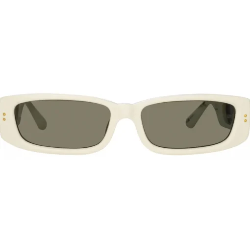 Linda Farrow - Talita Rectangular Sunglasses in White - LFL1419C3SUN - Linda Farrow Eyewear - Avvenice