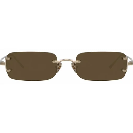 Linda Farrow - Taylor Rectangular Sunglasses in Light Gold Brown - LFL1131C2SUN - Linda Farrow Eyewear - Avvenice