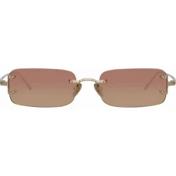 Linda Farrow - Taylor Rectangular Sunglasses in Light Gold - LFL1131C3SUN - Linda Farrow Eyewear - Avvenice