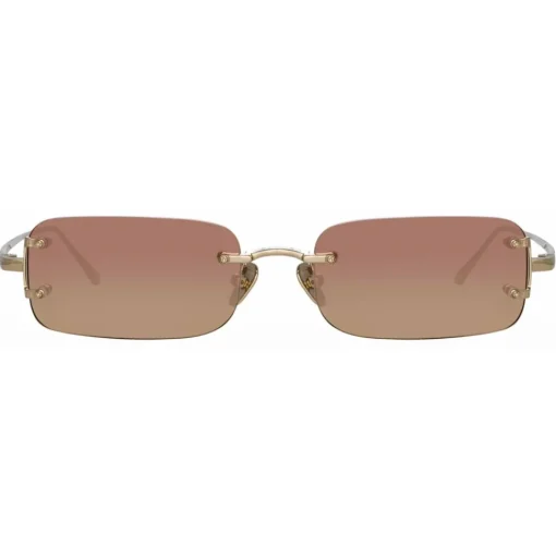 Linda Farrow - Taylor Rectangular Sunglasses in Light Gold - LFL1131C3SUN - Linda Farrow Eyewear - Avvenice