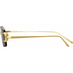 Linda Farrow - Taylor Rectangular Sunglasses in Yellow Gold Grey - LFL1131C1SUN - Linda Farrow Eyewear - Avvenice
