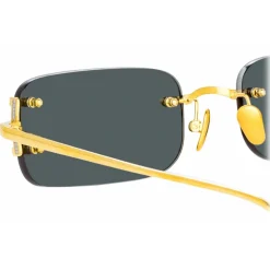 Linda Farrow - Taylor Rectangular Sunglasses in Yellow Gold Grey - LFL1131C1SUN - Linda Farrow Eyewear - Avvenice