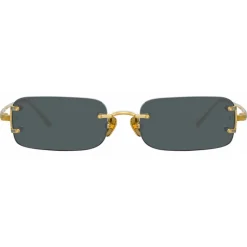 Linda Farrow - Taylor Rectangular Sunglasses in Yellow Gold Grey - LFL1131C1SUN - Linda Farrow Eyewear - Avvenice