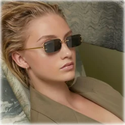 Linda Farrow - Taylor Rectangular Sunglasses in Yellow Gold Grey - LFL1131C1SUN - Linda Farrow Eyewear - Avvenice