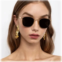 Linda Farrow - The Simon Square Sunglasses in Green Yellow Gold (C5) - LFL479C5SUN - Linda Farrow Eyewear - Avvenice