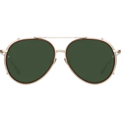 Linda Farrow - Torino Aviator Sunglasses in Light Gold - LFL1360C3SUN - Linda Farrow Eyewear - Avvenice