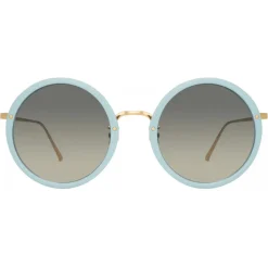 Linda Farrow - Tracy Round Sunglasses in Porcelain Blue - LFL239C70SUN - Linda Farrow Eyewear - Avvenice