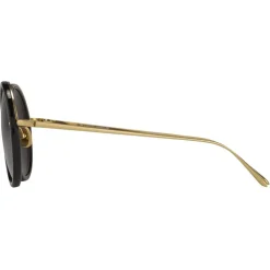 Linda Farrow - Tracy Round Sunglasses in Black - LFLC239C11SUN - Linda Farrow Eyewear - Avvenice