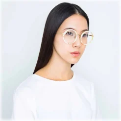 Linda Farrow - Tracy Round Optical Glasses in Quartz - LFL239C55OPT - Linda Farrow Eyewear - Avvenice